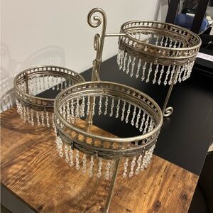 Elegant Silver Tiered Stand with Crystal Accents
